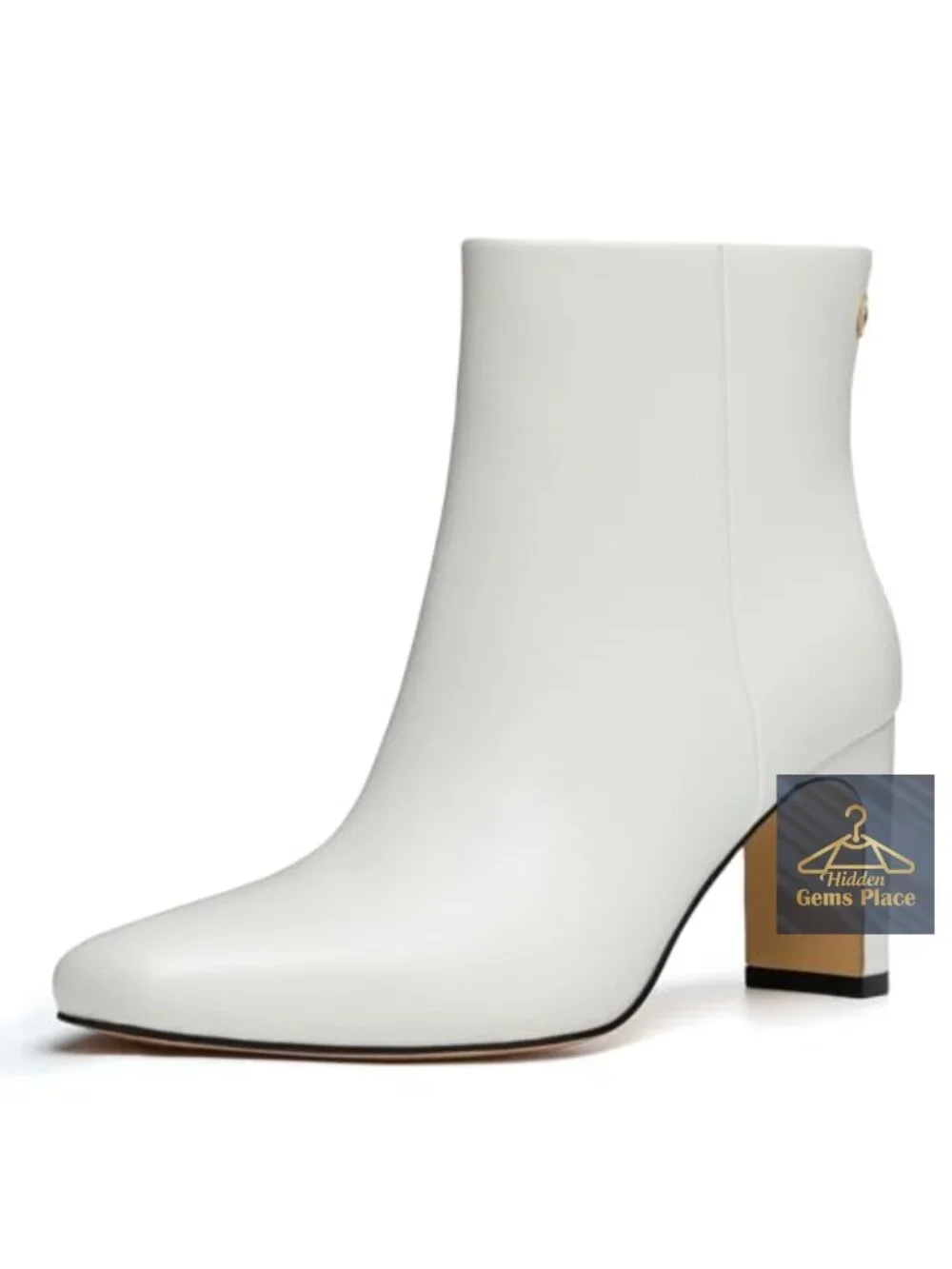 Women's Square Toe Chunky Heeled Ankle Boots with Side Zipper